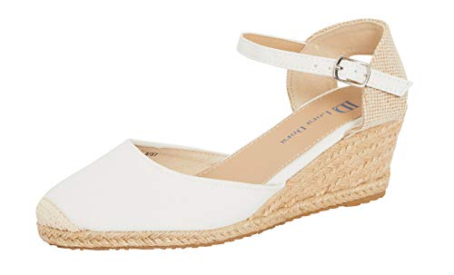 Lora Dora Damen Hessian Keilabsatz-Sandalen Weiß mit Memory-Schaum, 39 EU von Lora Dora