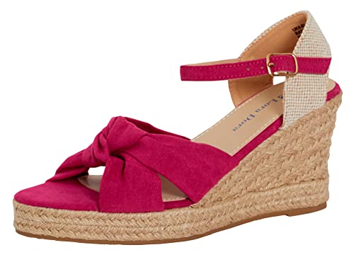 Lora Dora Damen Sandalen mit offener Spitze, Espadrille-Keilsandalen, verknotete Riemen, Keilsandalen aus Jute mit Knöchelwickelschuhen, Rosa, EU40 von Lora Dora