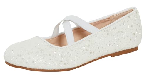 Lora Dora Mädchen-Ballettschuhe mit Glitzer, für Kinder, flach, mit elastischem Riemen, Ballerina-Partyschuhe, Hochzeit, Brautjungfernschuhe von Lora Dora