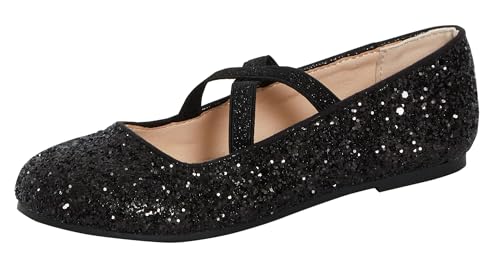 Lora Dora Mädchen-Ballettschuhe mit Glitzer, für Kinder, flach, mit elastischem Riemen, Ballerina-Partyschuhe, Hochzeit, Brautjungfernschuhe Lora Dora Mädchen-Ballettschuhe mit Glitzer, für Kinder, flach, mit elastischem Riemen, Ballerina-Partyschuhe, Hochzeit, Brautjungfernschuhe von Lora Dora