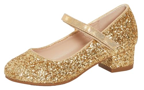 Lora Dora Mädchen Blockabsatz Party Schuhe Mary Jane Strap, Gold / Glitzer, 31 EU von Lora Dora