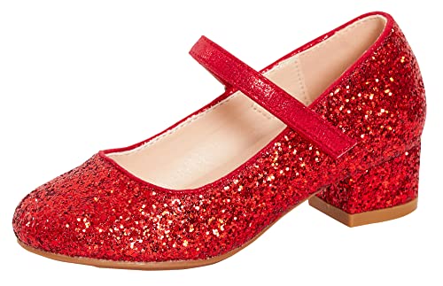Lora Dora Mary Jane Mädchen-Schuhe mit Blockabsatz und niedrigem Absatz, Rot - Rot Glitter - Größe: 30 EU von Lora Dora
