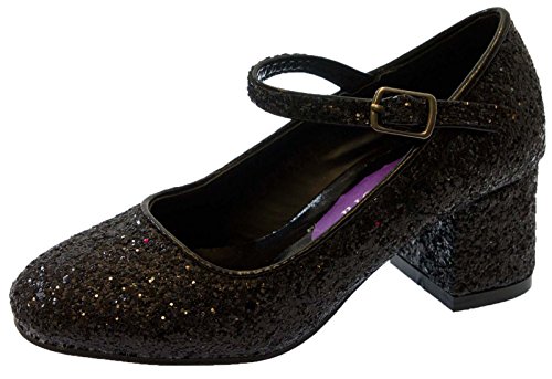 Lora Dora Mary Jane Mädchen-Schuhe mit Blockabsatz und niedrigem Absatz, Schwarz - Schwarz Glitter - Größe: 31 EU von Lora Dora