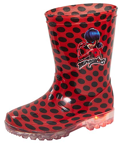 Miraculous Ladybug Mädchen leuchtende Gummistiefel Kinder blinkende Schnee Regen Stiefel Gummistiefel, Rot - schwarz / rot - Größe: 33 EU von Lora Dora