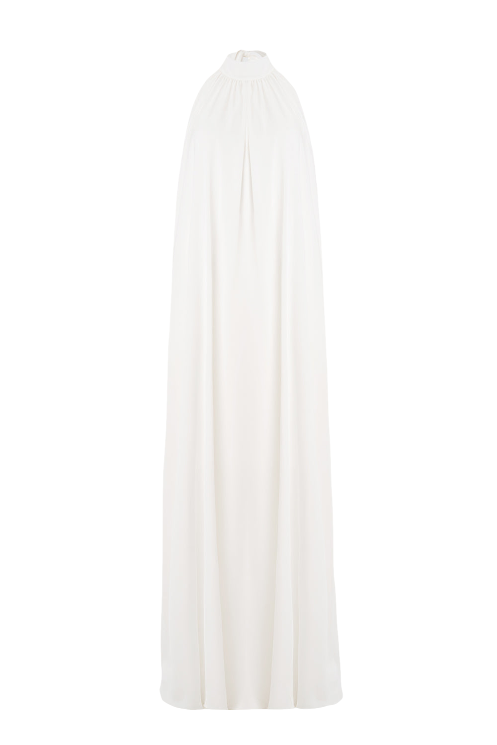 Pam Satin White Halter Maxi Dress von Lora Istanbul