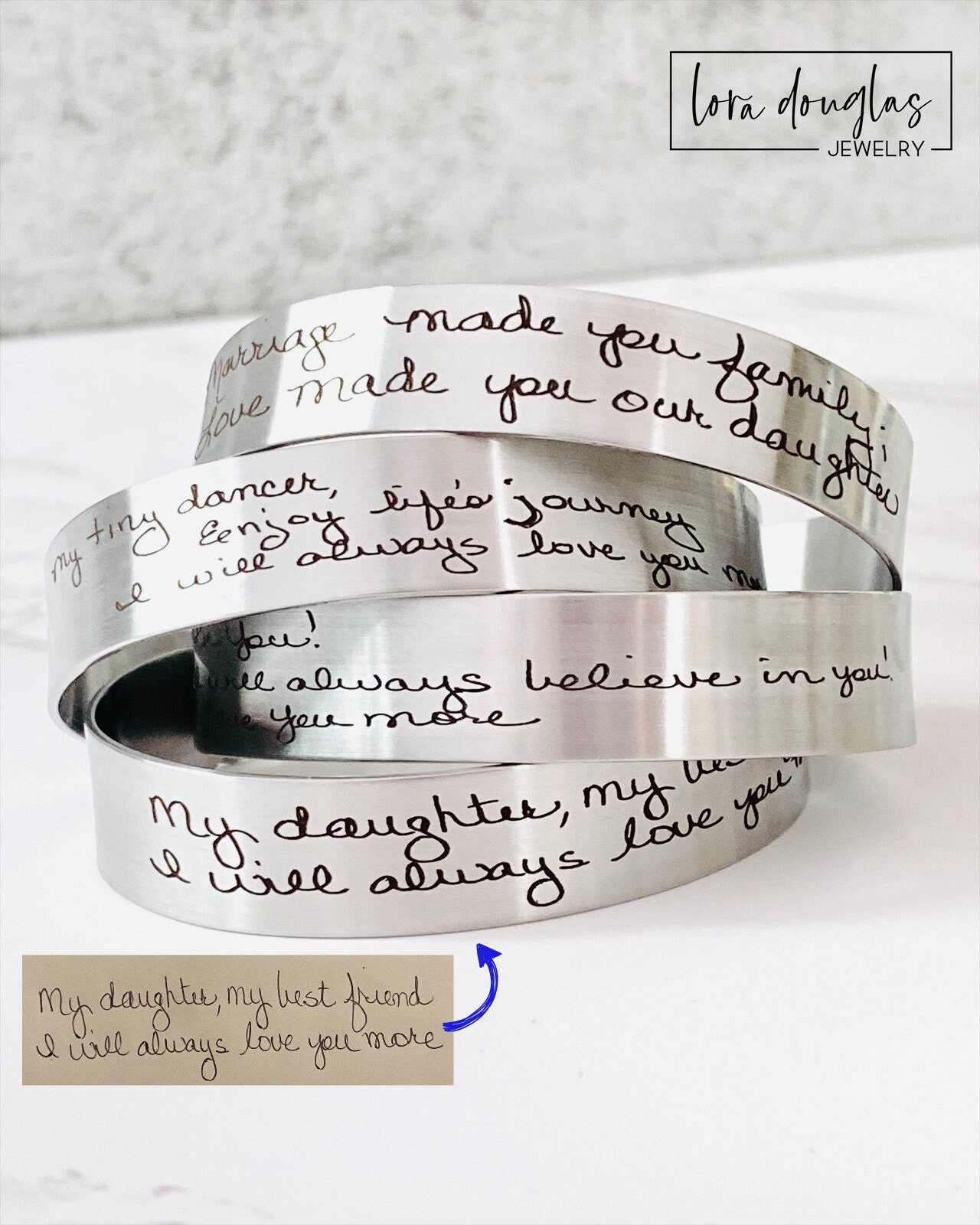 Edelstahl Armreif Mit Gravur, in Gold, Silber Oder Roségold Echter Handgeschriebener 15, 15 18 cm Edelstahl Armreif Mit Gravur, in Gold, Silber Oder Roségold Echter Handgeschriebener 15, 15 18 cm von LoraDouglasJewelry