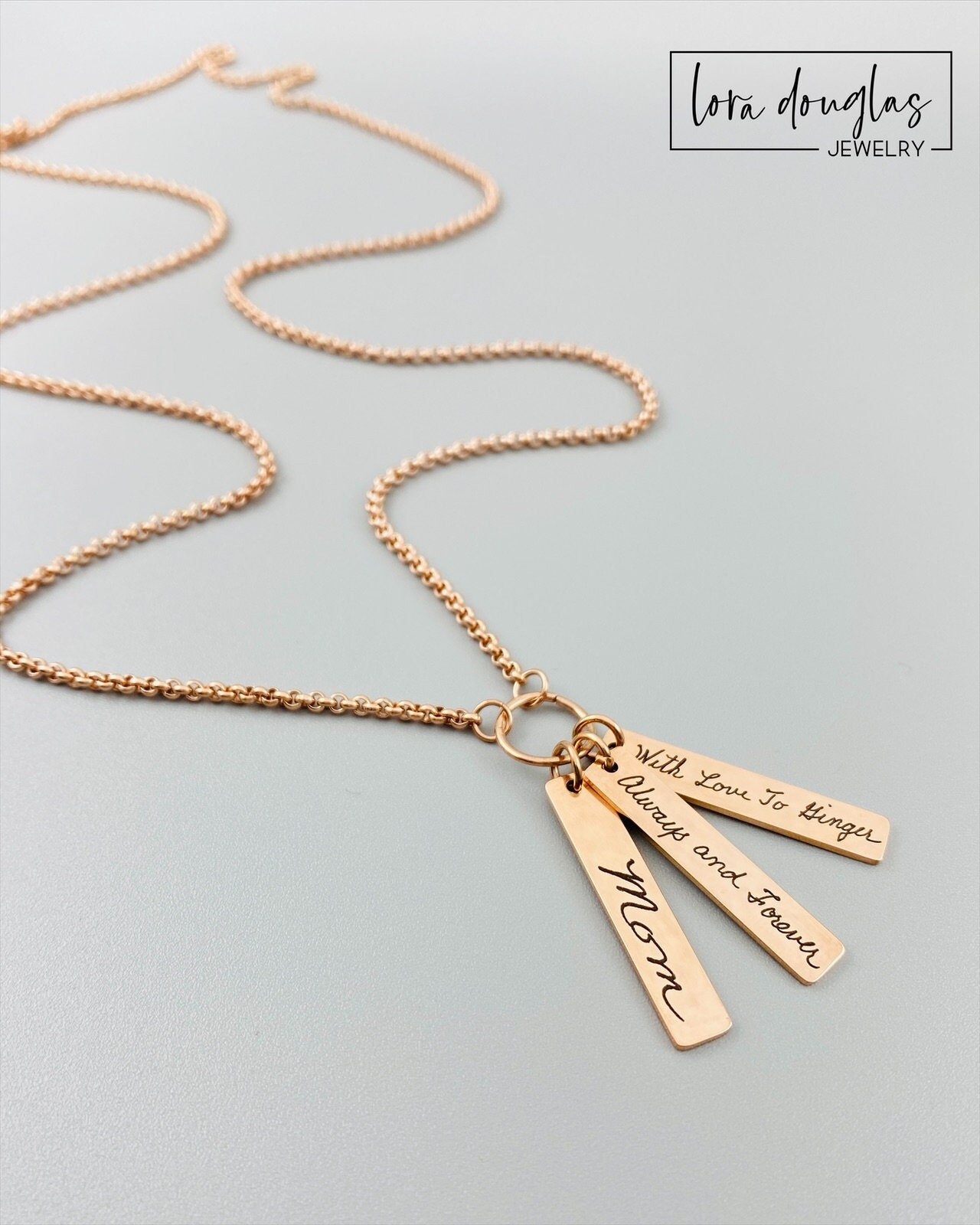 Handschrift Schmuck, Gravieren Sie Ihre Handschrift, Rose Gold Halskette, Geschenk Für Mama, Muttertagsgeschenk, Halskette Handschrift Schmuck, Gravieren Sie Ihre Handschrift, Rose Gold Halskette, Geschenk Für Mama, Muttertagsgeschenk, Halskette von LoraDouglasJewelry