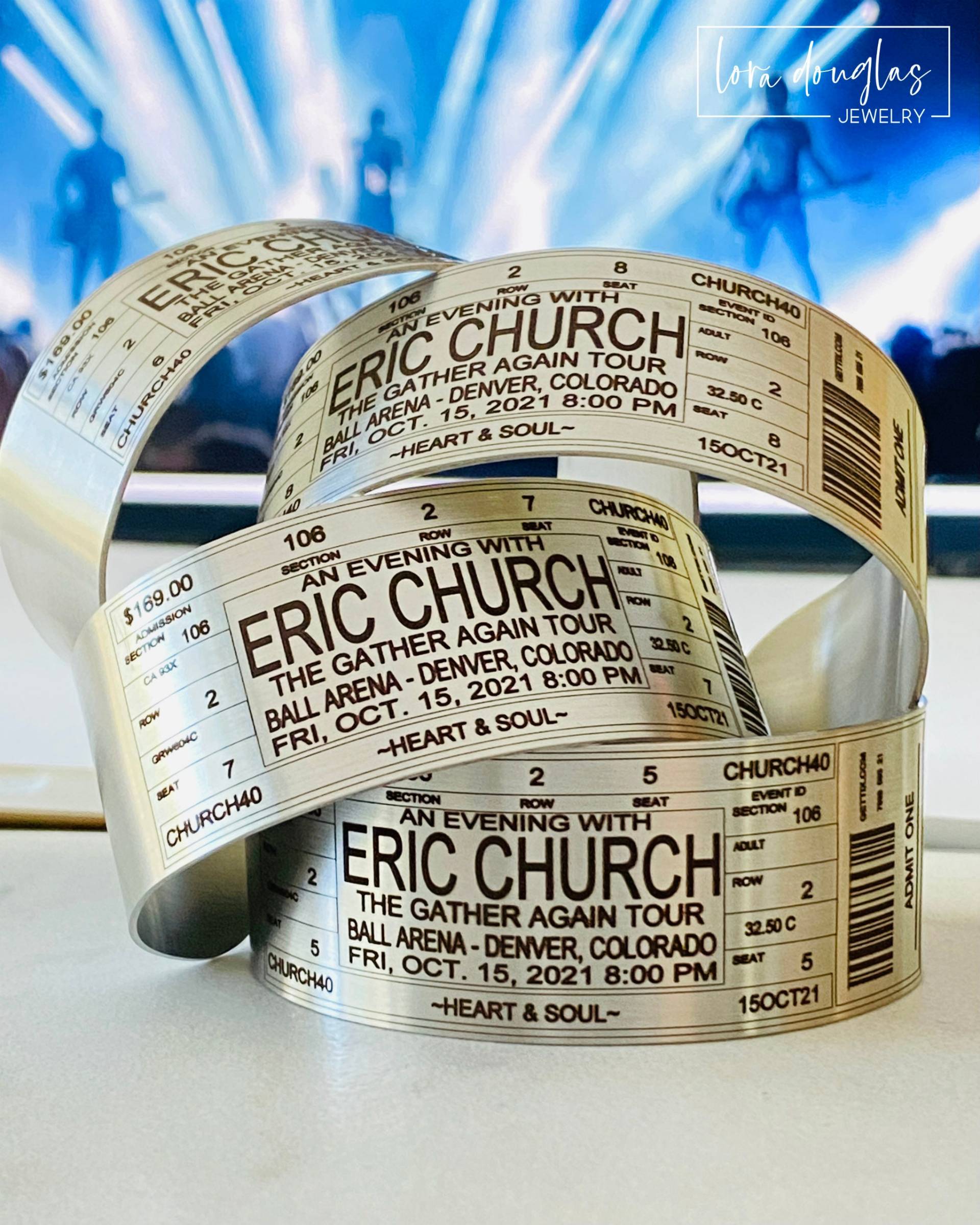 Konzertticket-Armband, Silber - Oder Gold-Edelstahl-Manschettenarmband, Angepasst An Ihre Ticket - Ereignisdetails, 6-Zoll-Metallmanschettenarmband Konzertticket-Armband, Silber - Oder Gold-Edelstahl-Manschettenarmband, Angepasst An Ihre Ticket - Ereignisdetails, 6-Zoll-Metallmanschettenarmband von LoraDouglasJewelry