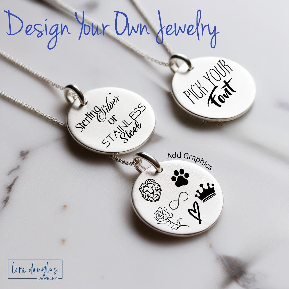 Personalisierter Schmuck, Sterling Silber Oder Edelstahl Charm Mit Gravur Für Halskette Armband Personalisierter Schmuck, Sterling Silber Oder Edelstahl Charm Mit Gravur Für Halskette Armband von LoraDouglasJewelry