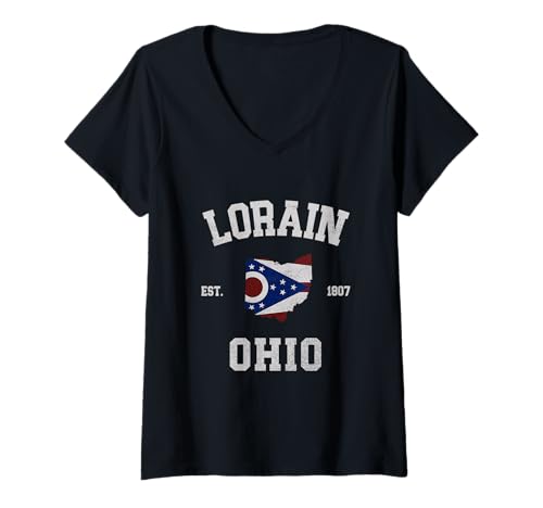 Damen Lorain, Ohio T-Shirt mit V-Ausschnitt Damen Lorain, Ohio T-Shirt mit V-Ausschnitt von Lorain, Ohio Designs 0825