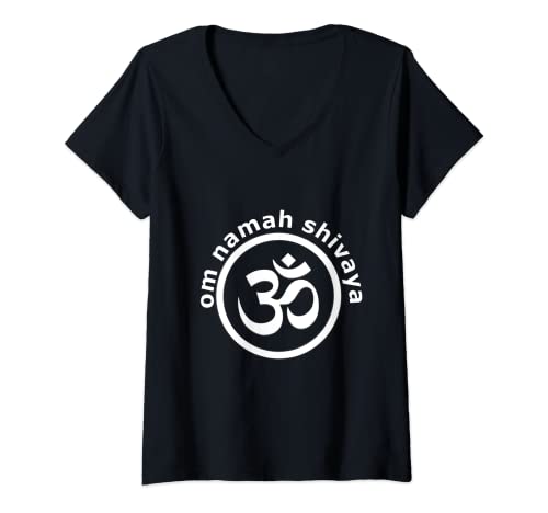 Damen Om Symbol Shirt |Om Namah Shivaya | Lord Shiva | Aum Symbol T-Shirt mit V-Ausschnitt Damen Om Symbol Shirt |Om Namah Shivaya | Lord Shiva | Aum Symbol T-Shirt mit V-Ausschnitt von Lord Shiva Apparel