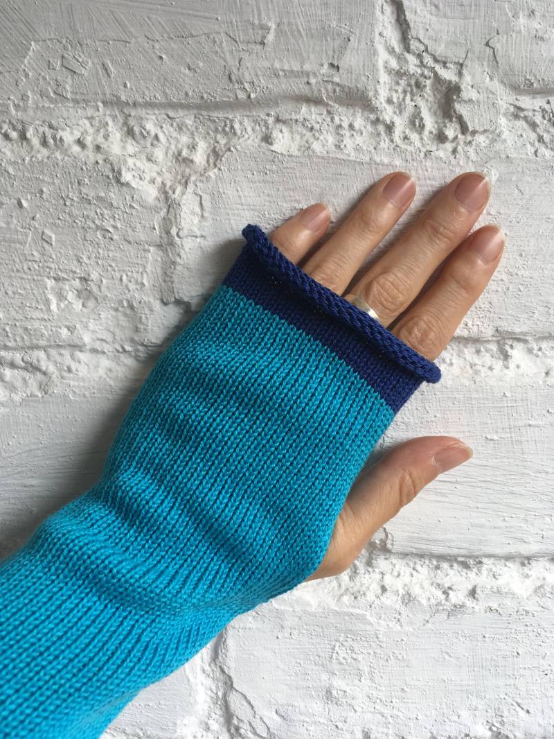 Türkis Blaue Handschuhe, Fingerlose Baumwollhandschuhe, Pulswärmer, Armstulpen, Vegan Handschuhe Türkis Blaue Handschuhe, Fingerlose Baumwollhandschuhe, Pulswärmer, Armstulpen, Vegan Handschuhe von LordandTaft
