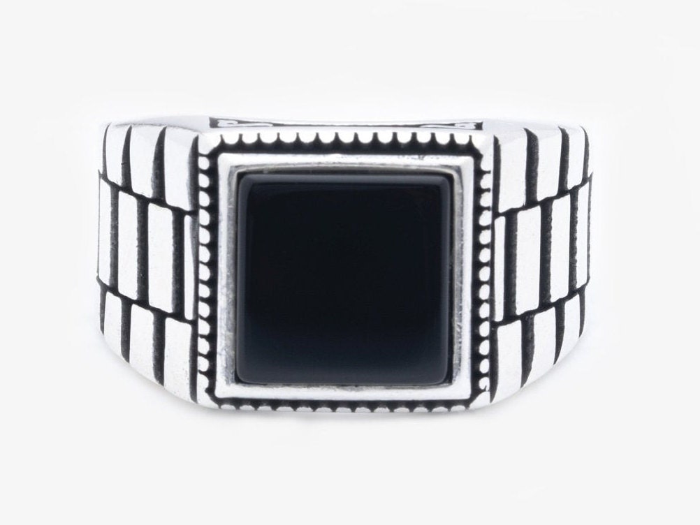 Besonderer Design Schmuck/Ehering Schwarzer Onyx Ring Täglicher Gebrauch Statement Ringe Jahrestag Geschenk Für Ihn Hochzeitsgeschenk Ehemann von LordenSilver