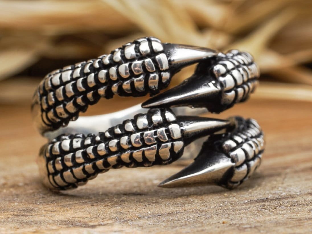 Handgemachter Adler Kralle Silber Ring/Drachenklaue Wickelring Herren 925 Sterling Neuer Schmuck Punk Handgemachtes Geschenk Für Mann von LordenSilver