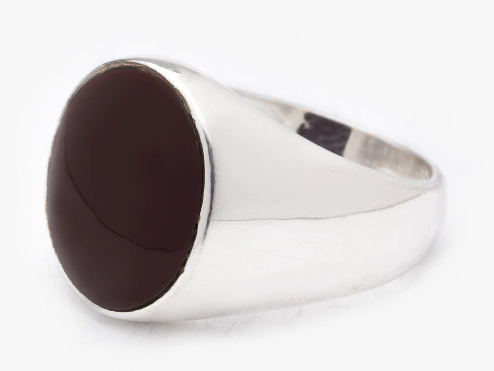 Ovaler Roter Achat Ring/Moderner Silberring Herren Silber Sterling Design Geschenk Für Viel Glück Männer von LordenSilver