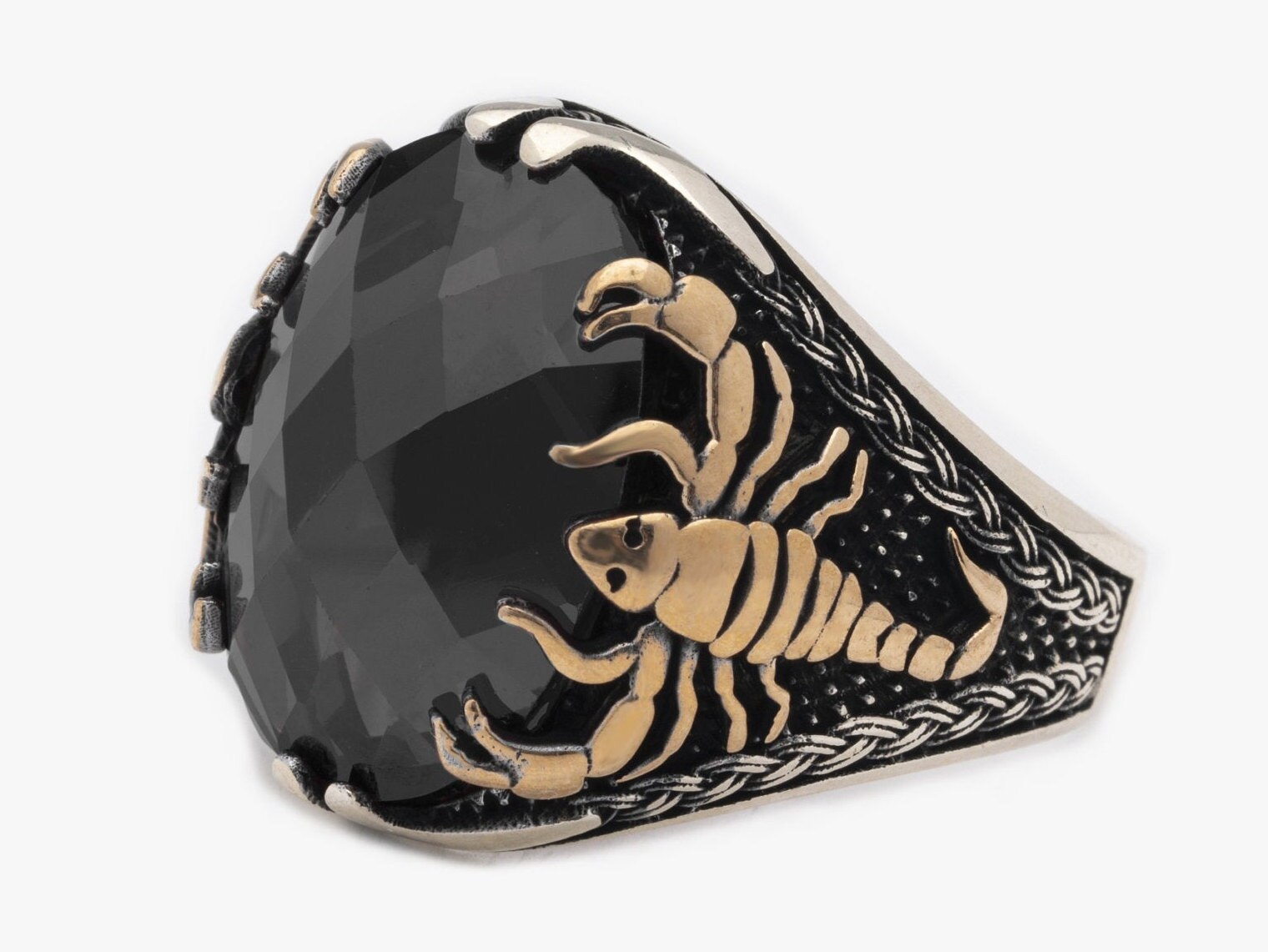 Schwarzer Onyx Ring/Skorpion Handgemachte Tier Silber Ringe Herren Täglicher Gebrauch 925 Sterling Mann Geschenk von LordenSilver