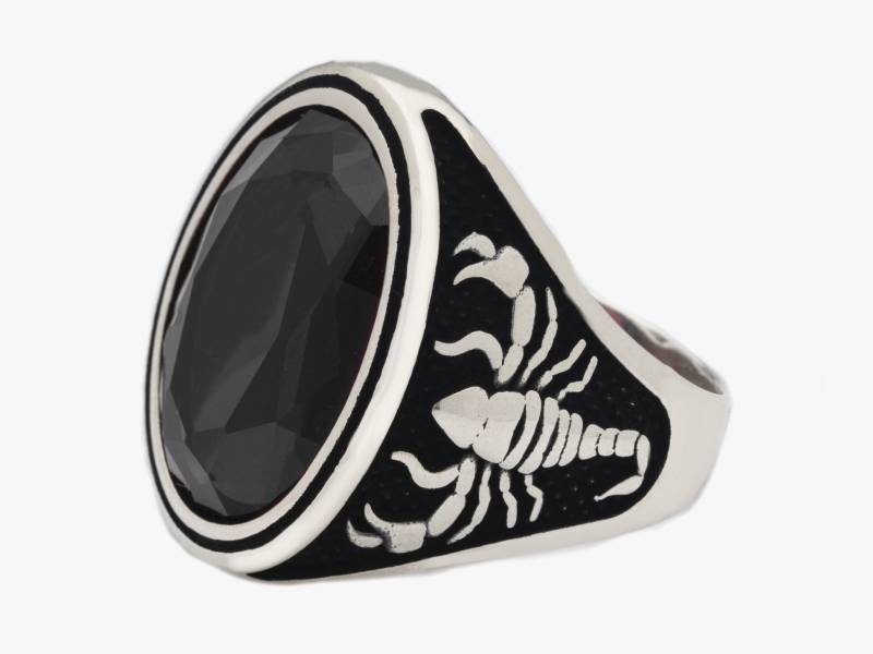 Skorpion Motiv Schwarzer Onyx Herrenring - Handgefertigter 925Er Silber Sternzeichen Schmuck Perfektes Geschenk Für & Geburtstagsgeschenk Ihn von LordenSilver