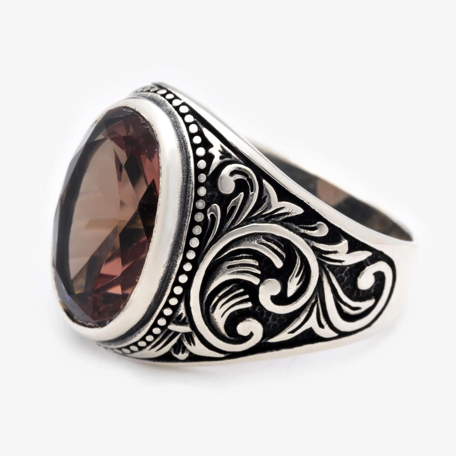 Zultanit Oval Cut Ring, Silber Ring Für Herren, Handgemachter Edelstein Schmuck, Naturstein Geschenk Ihn, Einzigartiges Papa, 925Er von LordenSilver