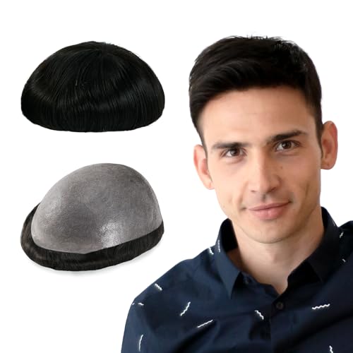 Lordhair Perücke Männer,Realität Toupet,0,06 mm Alle V-Looped Dünnes,Haarfreestyle,Natürlich eng anliegend-130% Mittlere Dichte von Lordhair