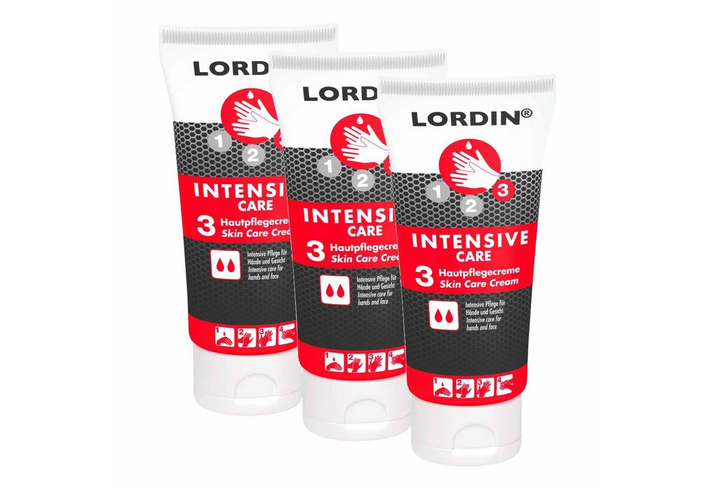 Lordin Körperpflegemittel 3x Hautpflegecreme INTENSIVE CARE, stark beanspruchte & trockene Haut von Lordin