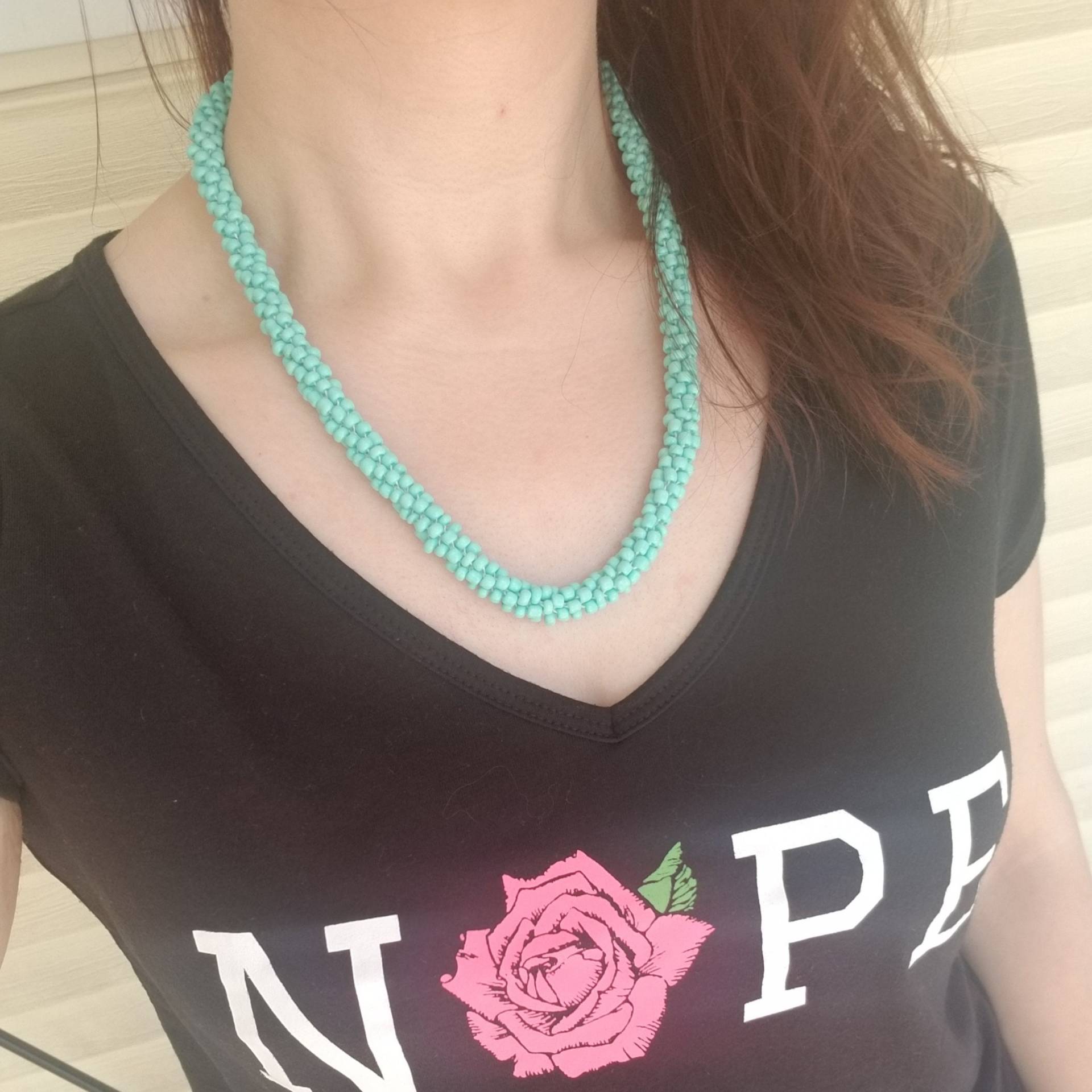 Perle Häkeln Halskette Wickelarmband Türkis Boho von LordsAndLace