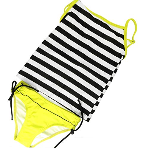 Mädchen-Tankini, Bade- und Strandbekleidung, 7-13 Jahre, M 56 Gr. 146 cm 9-10 Jahre, Black/White Yellow von Loren