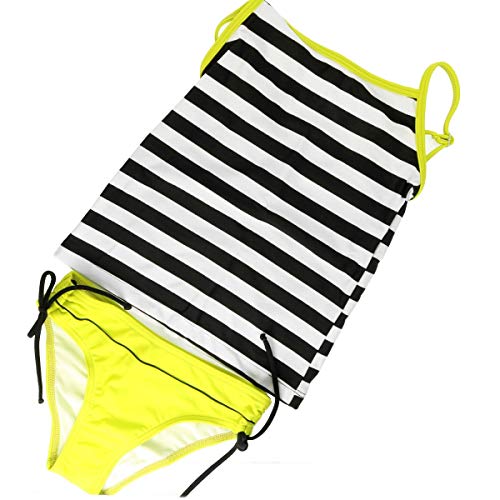 Mädchen-Tankini, Bade- und Strandbekleidung, 7-13 Jahre, M 56 Gr. 164 cm 12-13 Jahre, Black/White Yellow von Loren
