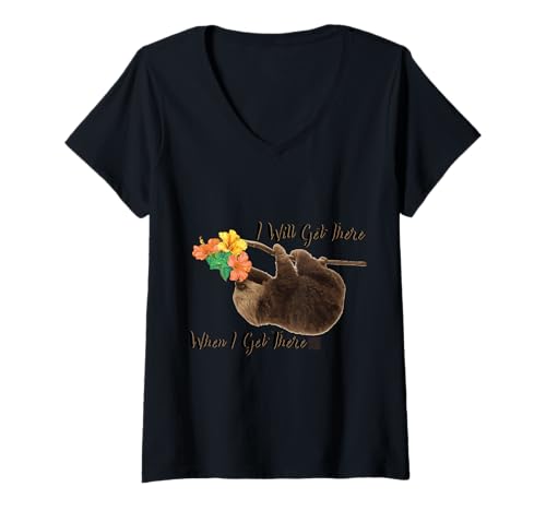 Damen Faultier T-Shirt mit V-Ausschnitt Damen Faultier T-Shirt mit V-Ausschnitt von LorenZoo Designs
