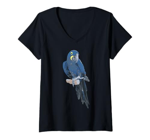 Damen Hyazinthen-Ara T-Shirt mit V-Ausschnitt Damen Hyazinthen-Ara T-Shirt mit V-Ausschnitt von LorenZoo Designs