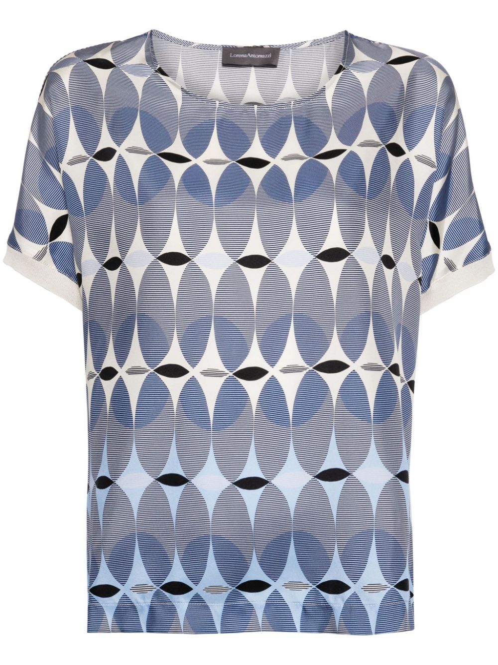 Lorena Antoniazzi Seiden-T-Shirt mit geometrischem Print - Blau von Lorena Antoniazzi