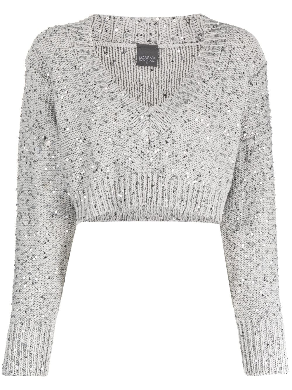 Lorena Antoniazzi Cropped-Pullover mit V-Ausschnitt - Grau von Lorena Antoniazzi