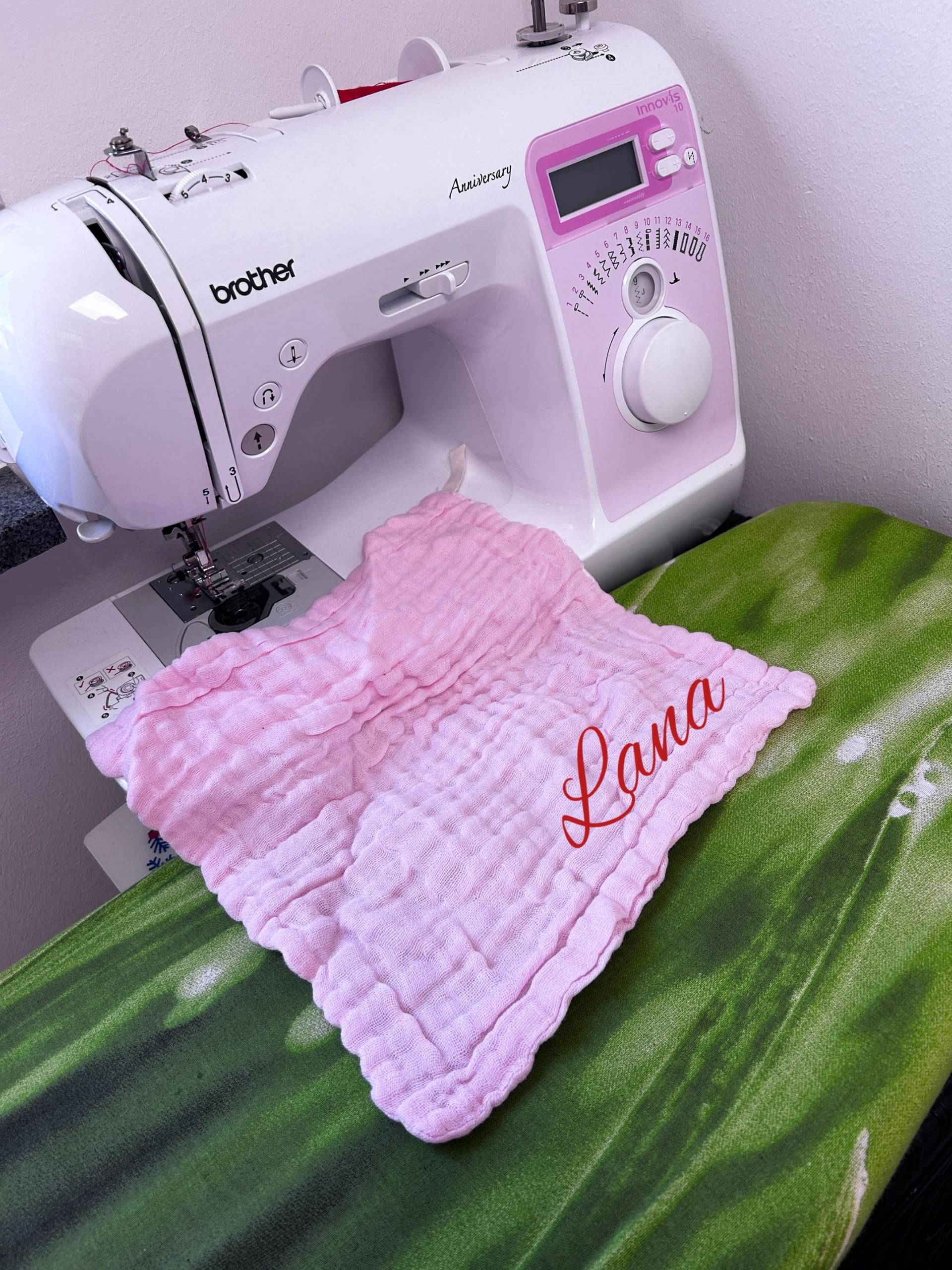 Waschlappen Musselin Rosa Mit Name von LorenasDesign2013