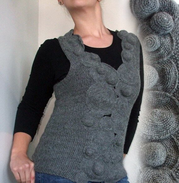 Made To Order Wearable Art Grau Stricken Häkeln Tank Made To Order Wearable Art Grau Stricken Häkeln Tank von LorenasLaceDesigns