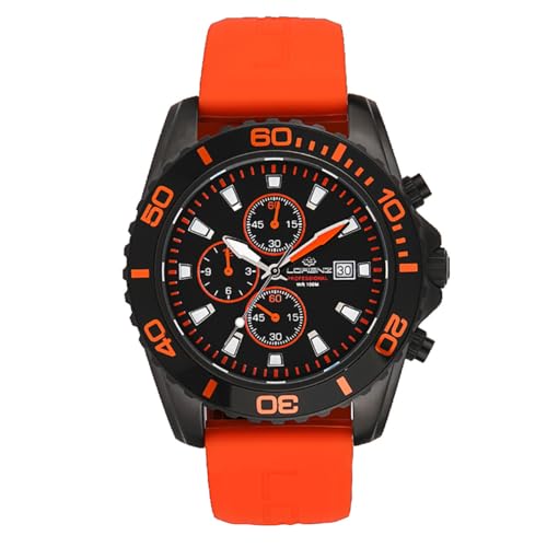 Lorenz 026117OB Chronograph Subaqueo mit Edelstahlgehäuse und orangefarbenem Gummiarmband, Orange, Modern Lorenz 026117OB Chronograph Subaqueo mit Edelstahlgehäuse und orangefarbenem Gummiarmband, Orange, Modern von Lorenz
