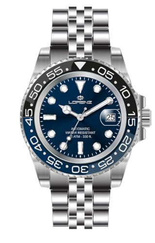 Lorenz Blue Edition Automatic 28196CC Herrenuhr Automatik Edelstahl Taucher 100 Meter, blau, Modern von Lorenz