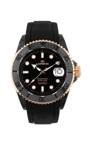 Lorenz - Sportliche Herrenuhr - Doppeleinspritzung Special Edition - Automatikuhr Subaqueo 030197BK mit Armband aus Harz, Modern von Lorenz