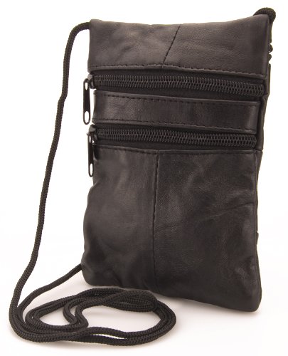 Lorenz - Echtes Weiches Leder Hals Pass Tasche / Beutel Geldbeutel - 1468 - Schwarz Lorenz - Echtes Weiches Leder Hals Pass Tasche / Beutel Geldbeutel - 1468 - Schwarz von Lorenz