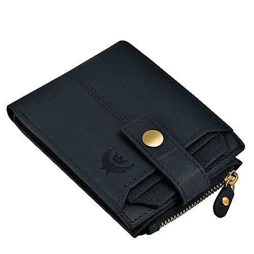 Lorenz RFID-blockierende Geldbörse aus echtem Hunterleder für Herren mit ATM-Karte und Münzreißverschluss | Bi-Fold Wallet | Herren-Geldbörse | GL-34 (Einheitsgröße, Beige), Schwarz, Einheitsgröße von Lorenz