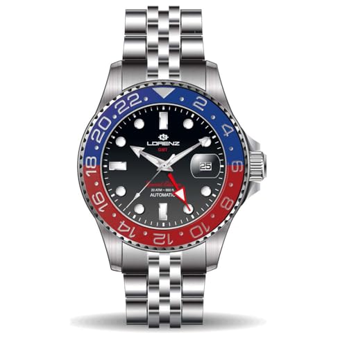 Lorenz Gmt Two Tone 030257DD Special Edition Herrenuhr mit Armband aus Edelstahl, automatische Taucheruhr, 200 m, mehrfarbig, Modern von Lorenz