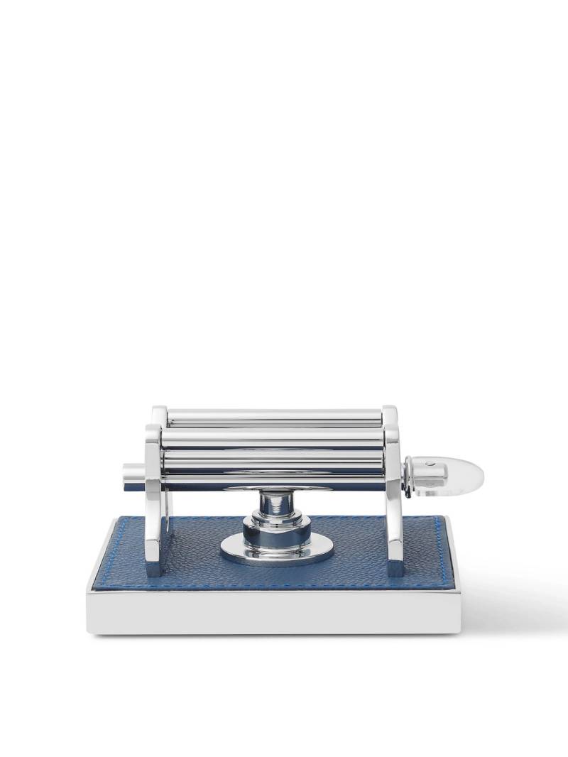 Lorenzi Milano - Leather-Trimmed Chrome-Plated Brass Toothpaste Squeezer - Men - Blue von Lorenzi Milano