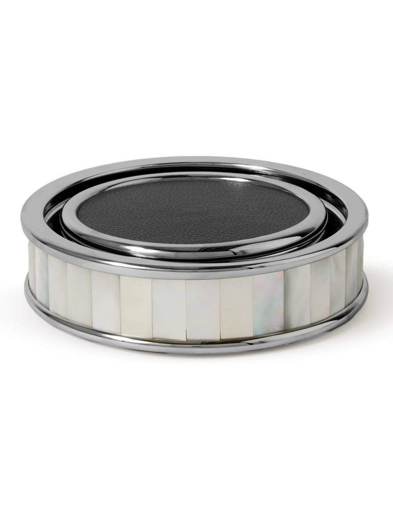 Lorenzi Milano - Set of Six Chrome-Plated, Mother-of-Pearl and Full-Grain Leather Coasters - Men - Silver Lorenzi Milano - Set of Six Chrome-Plated, Mother-of-Pearl and Full-Grain Leather Coasters - Men - Silver von Lorenzi Milano