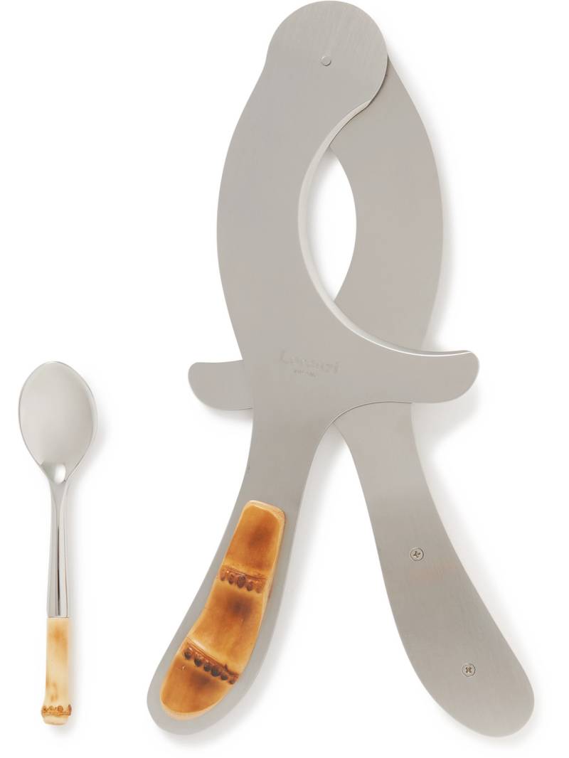 Lorenzi Milano - Stainless Steel and Bamboo Sea Urchin Set - Men - Silver von Lorenzi Milano