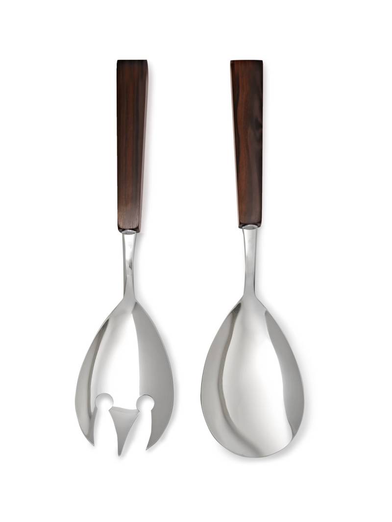 Lorenzi Milano - Stainless Steel and Ebony Salad Serving Set - Men - Silver von Lorenzi Milano