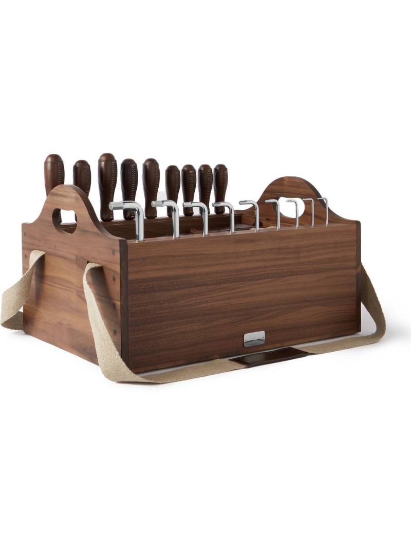 Lorenzi Milano - Stainless Steel and Leather Tool Set - Men - Brown von Lorenzi Milano