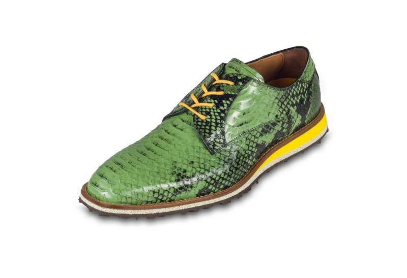 Lorenzi LORENZI Herren Leder Schnürhalbschuh, Schlangen-Optik grün, handmade Schnürschuh Handgefertigt in Italien von Lorenzi