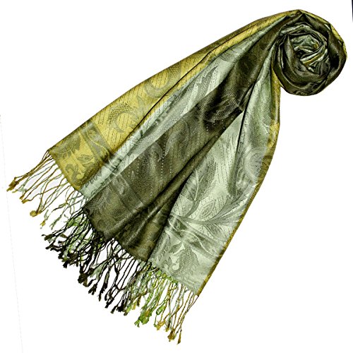 Lorenzo Cana - Pashminaschal Schaltuch jacquardgewebt 100% Seide 70 cm x 190 cm Paisleymuster Seidenschal Seidentuch gruen 78207 von Lorenzo Cana