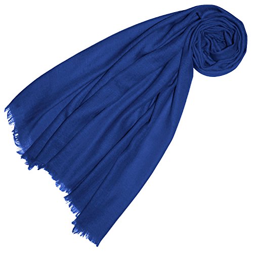 Lorenzo Cana Damen Pashmina Schal Schaltuch 100% Kaschmir leicht kuschelweich Kaschmirschal Kaschmirtuch Kaschmirpashmina einfarbig blau 78309 von Lorenzo Cana