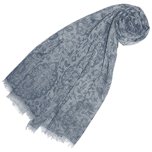 Lorenzo Cana Luxus Damenschal Grau Pashmina Kaschmirschal 100% Kaschmir jacquardgewebt Paisleymuster mittelgrau Schal Schaltuch Kaschmirtuch Kaschmirpashmina von Lorenzo Cana