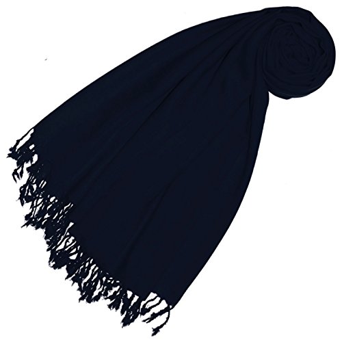 Lorenzo Cana Pashmina Damen Schal Schaltuch 50% Kaschmir 50% Wolle Stola Tuch Umschlagtuch Uni Dunkelblau einfarbig 78524 von Lorenzo Cana