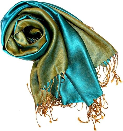 Lorenzo Cana Luxus Pashmina Damenschal Wendeschal 70% Seide 30% Viskose Schaltuch 70 cm x 190 cm zweifarbig tuerkis gruener Schal Stola Umschlagtuch wendbar Doubleface 7806077 von Lorenzo Cana